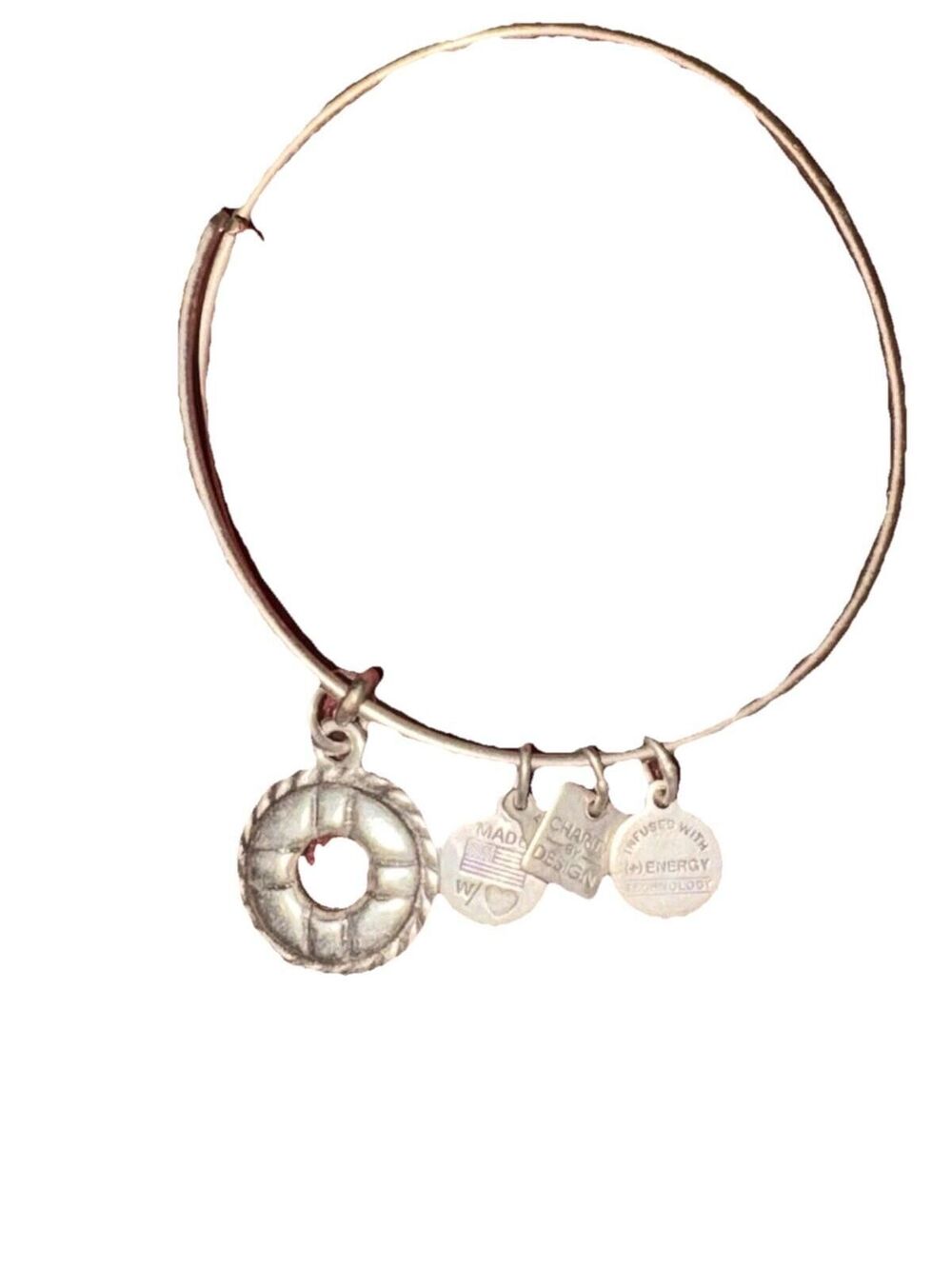 Alex & Ani - Life Preserver Silver Charm Bangle Bracelet - Very Good Condition